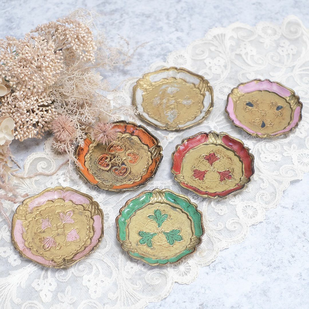 ヴィンテージフローレンタイン トレイコースター イタリア製の伝統工芸品