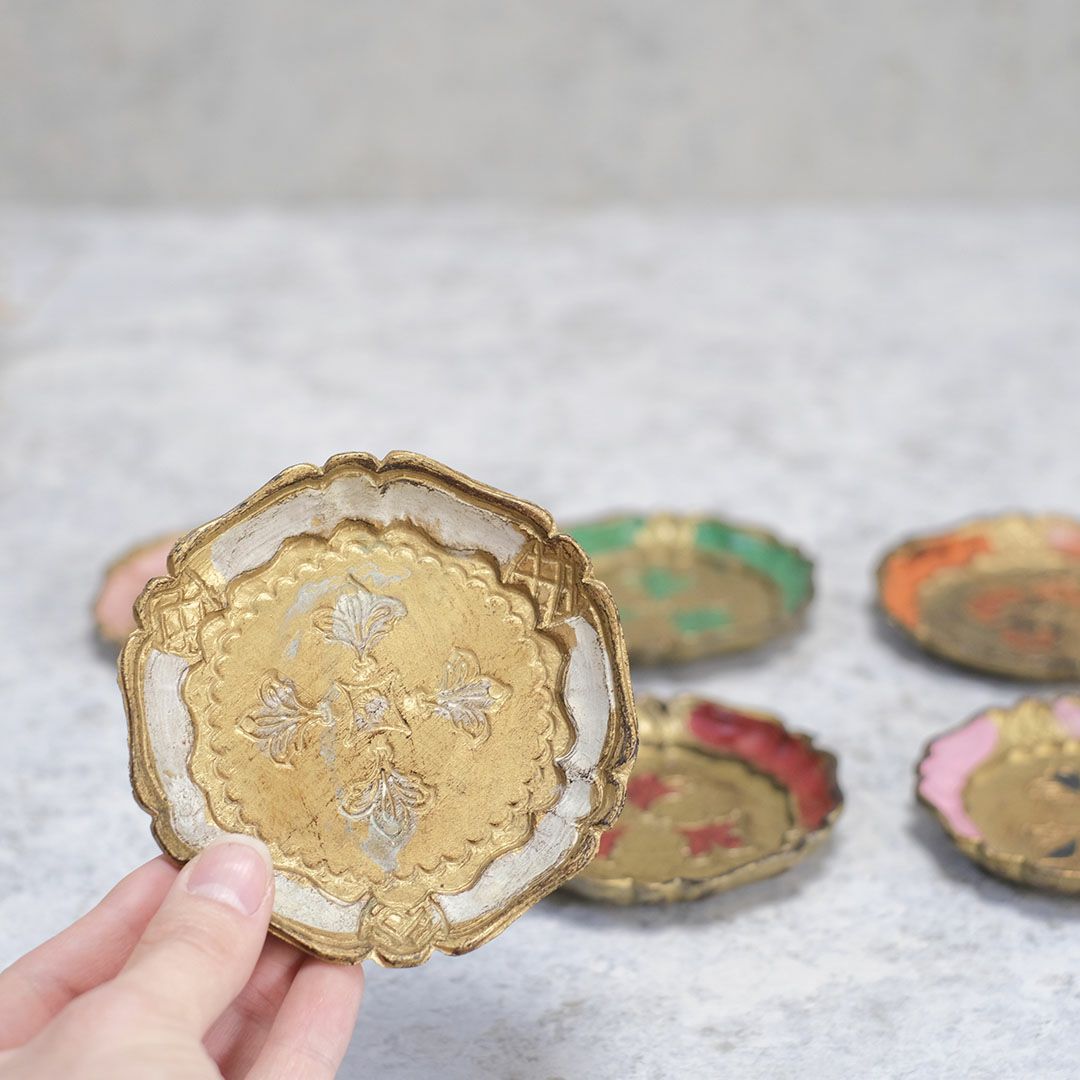 ヴィンテージフローレンタイン トレイコースター イタリア製の伝統工芸品1