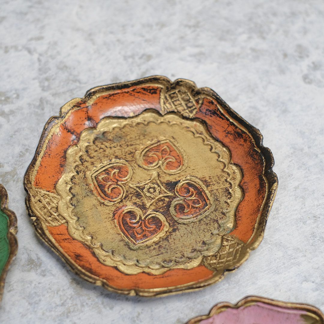 ヴィンテージフローレンタイン トレイコースター イタリア製の伝統工芸品7