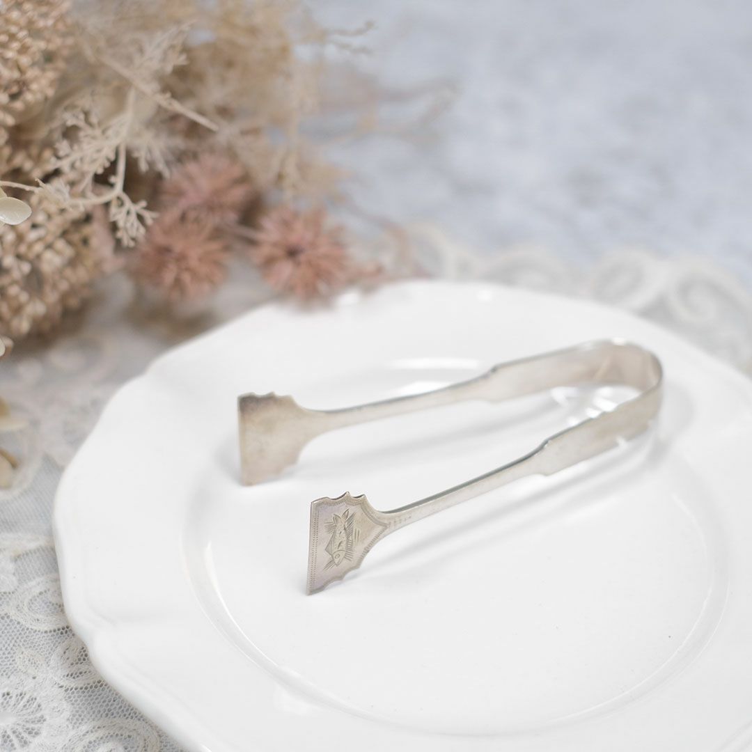 アンティークトング シルバープレート 魚装飾 イギリス