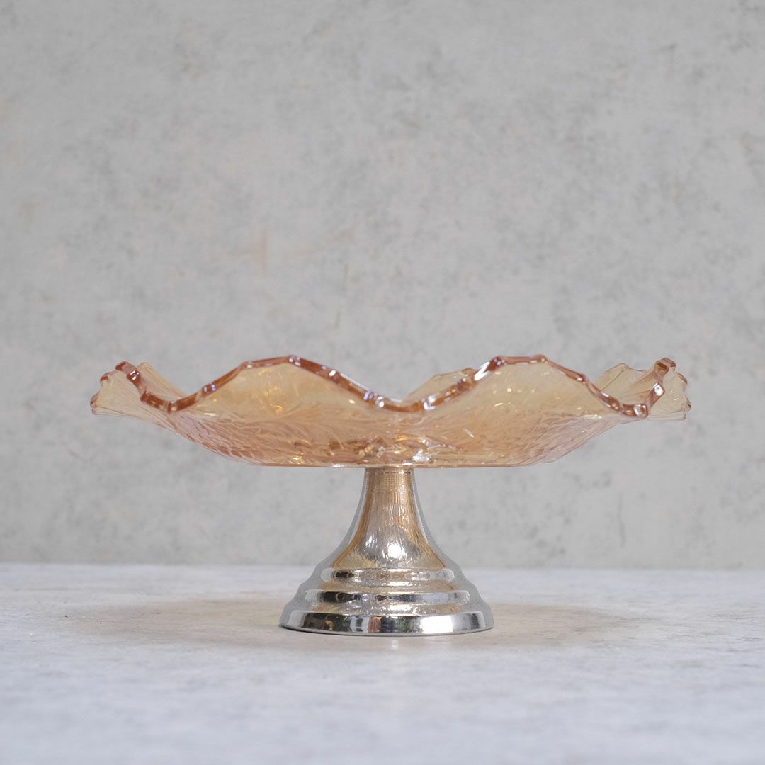 アンティークフルーツトレイ コンポート 脚付トレイ アンバー2