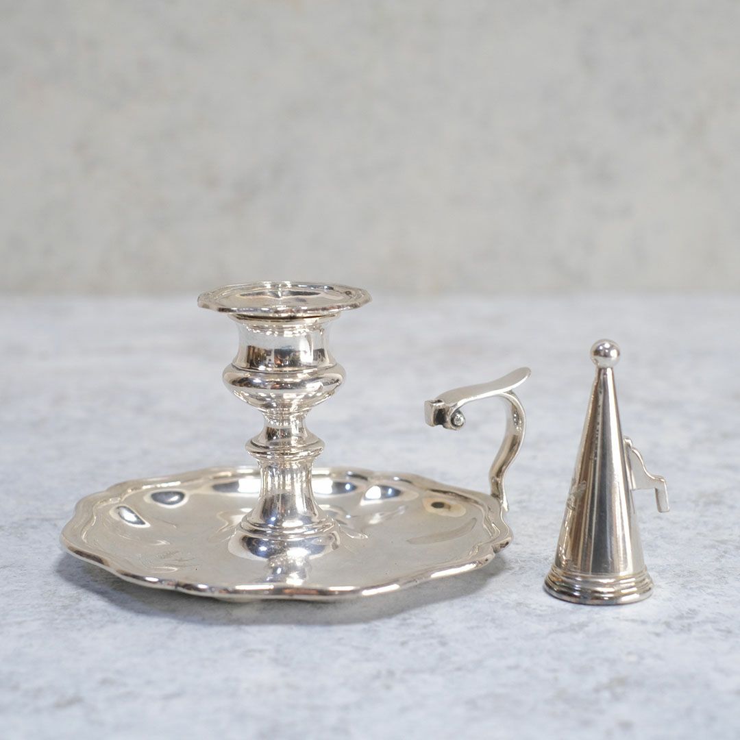 アンティーク チャンバースティック イギリス 手持ち燭台 キャンドルホルダー シルバープレート