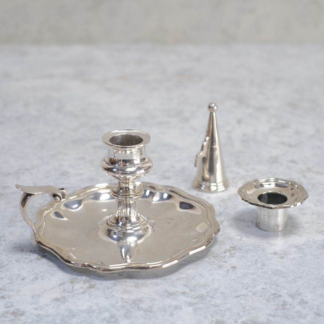 アンティーク チャンバースティック イギリス 手持ち燭台 キャンドルホルダー シルバープレート