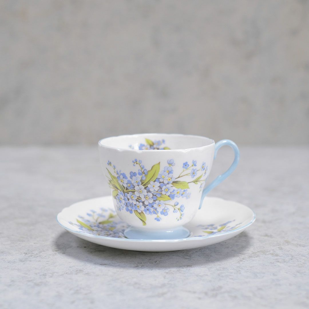 アンティークカップ＆ソーサ Shelley(シェリー)勿忘草 イギリス ティーカップトリオ/アンティーク食器1