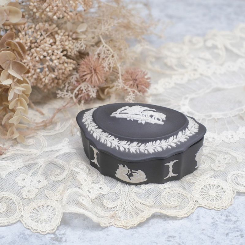 ヴィンテージ WEDGWOOD ウェッジウッド ジャスパー 小物入れ 貴重な黒