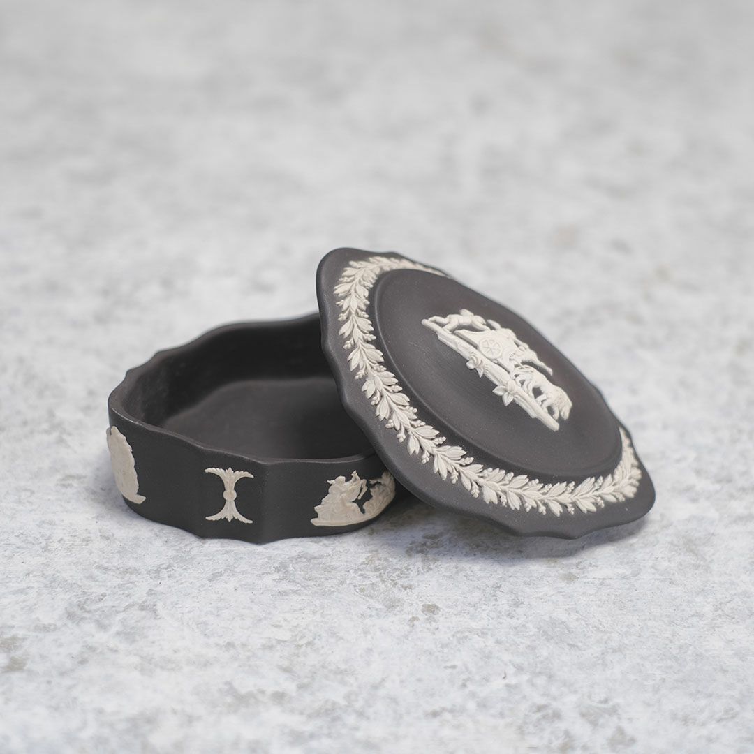 ヴィンテージ WEDGWOOD ウェッジウッド ジャスパー 小物入れ 貴重な黒3