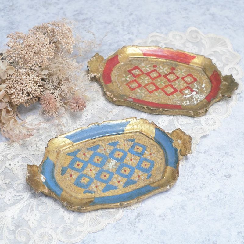 イタリア　フィレンツェ　ハンドメイド　ウッドトレイ　木製　フローレンタイン イタリア フィレンツェ ハンドメイド ウッドトレイ 木製 フロー