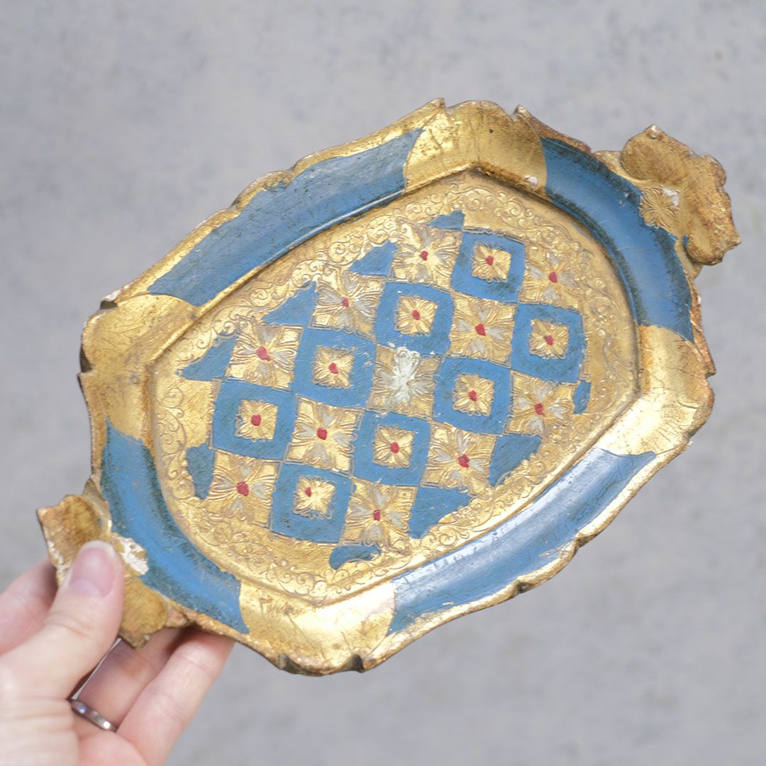 ヴィンテージ フローレンタイントレイ イタリア フィレンツェトレイ Sサイズ1