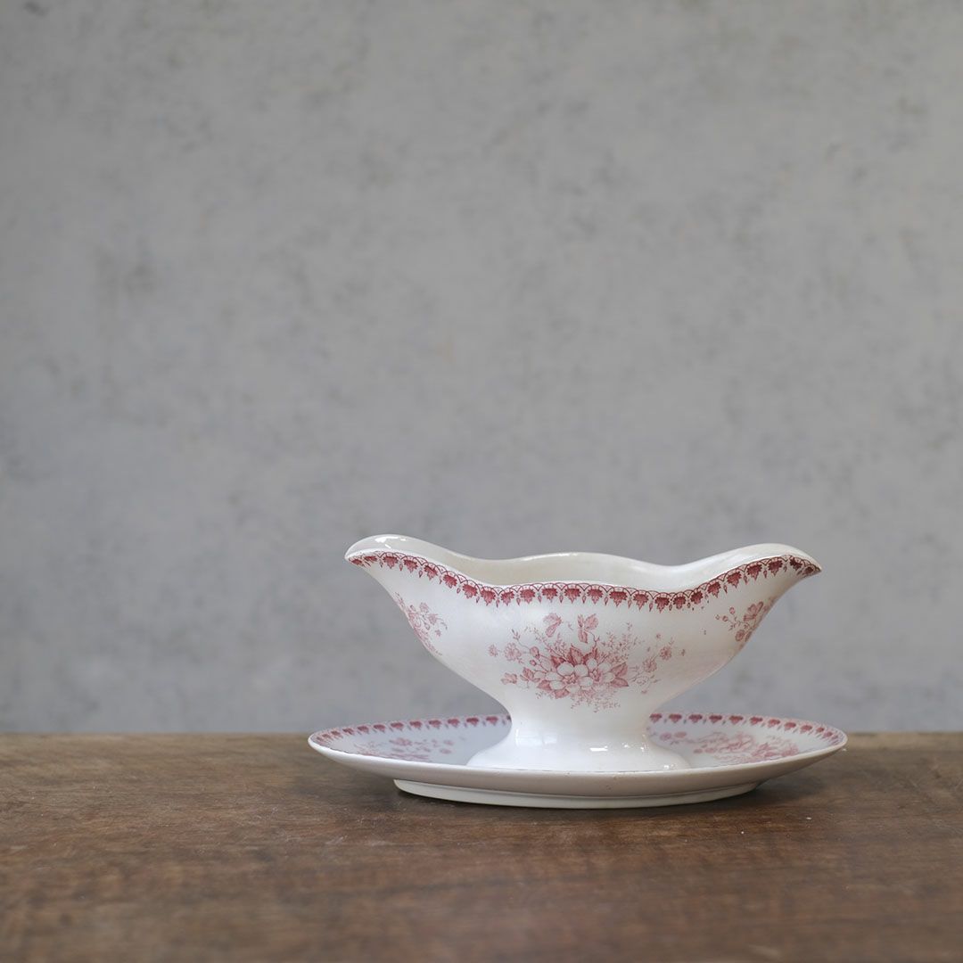 アンティークソーシエール ピンク フランス グレービーボート アンティーク食器