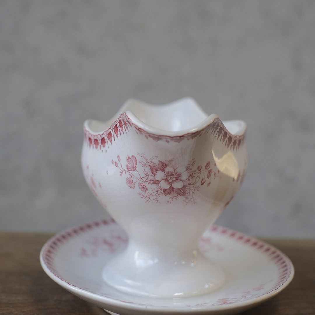 アンティークソーシエール ピンク フランス グレービーボート アンティーク食器3