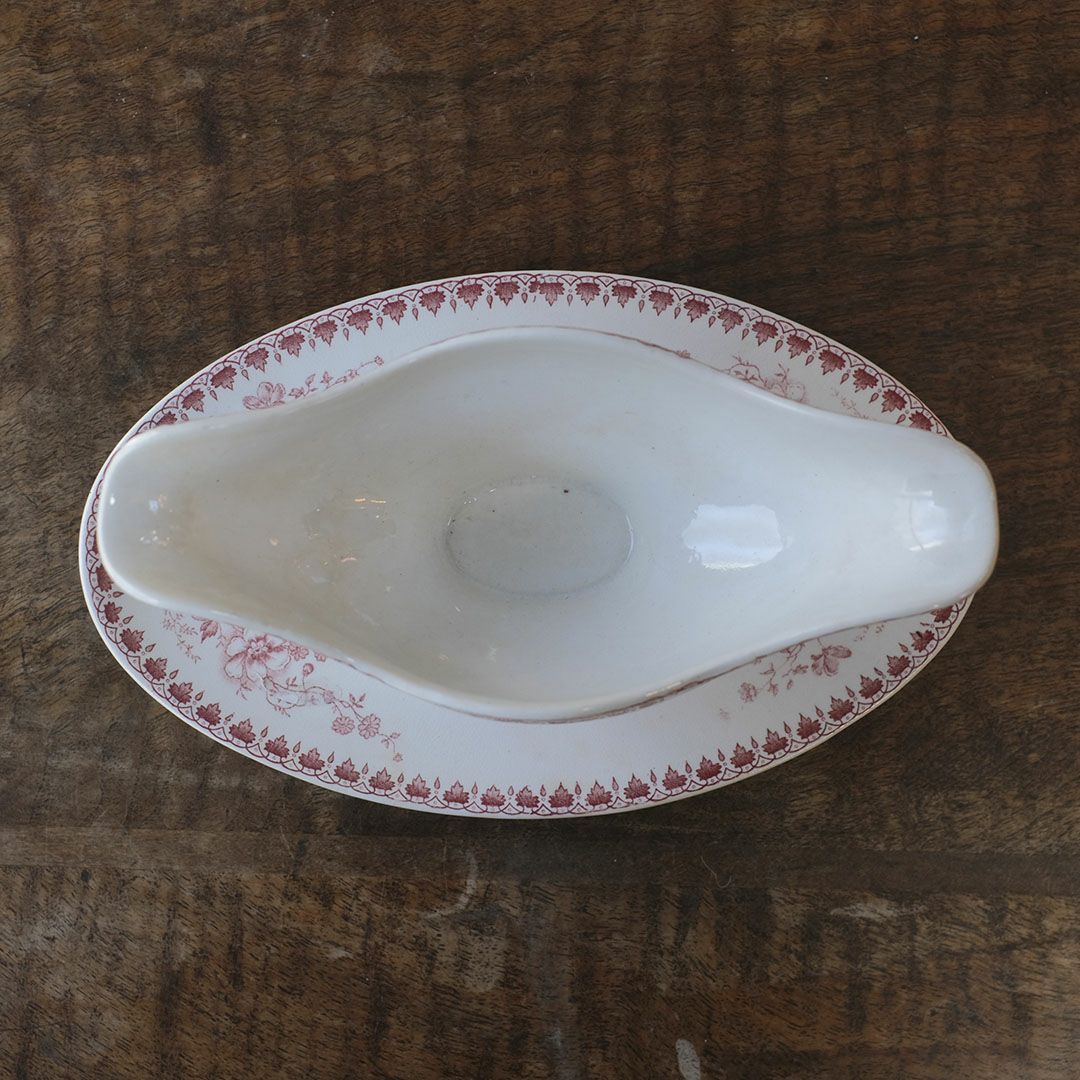 アンティークソーシエール ピンク フランス グレービーボート アンティーク食器6