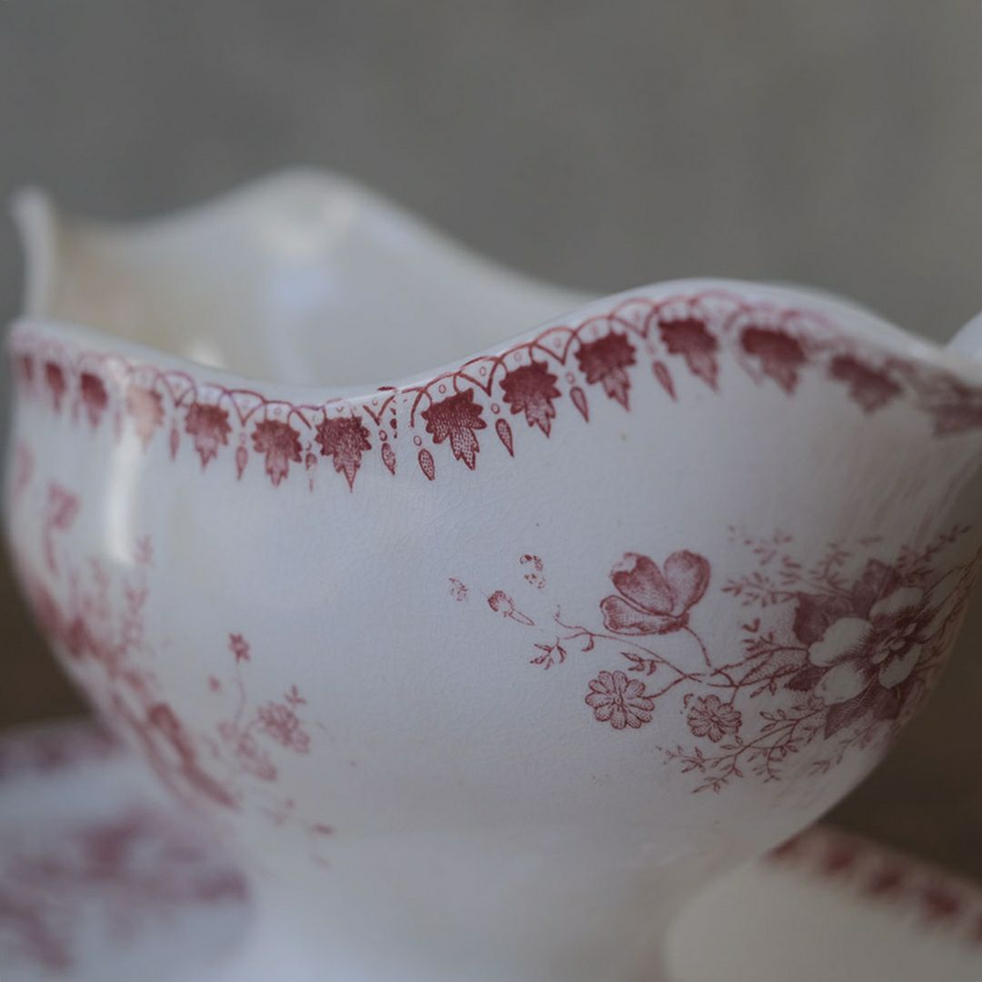 アンティークソーシエール ピンク フランス グレービーボート アンティーク食器7