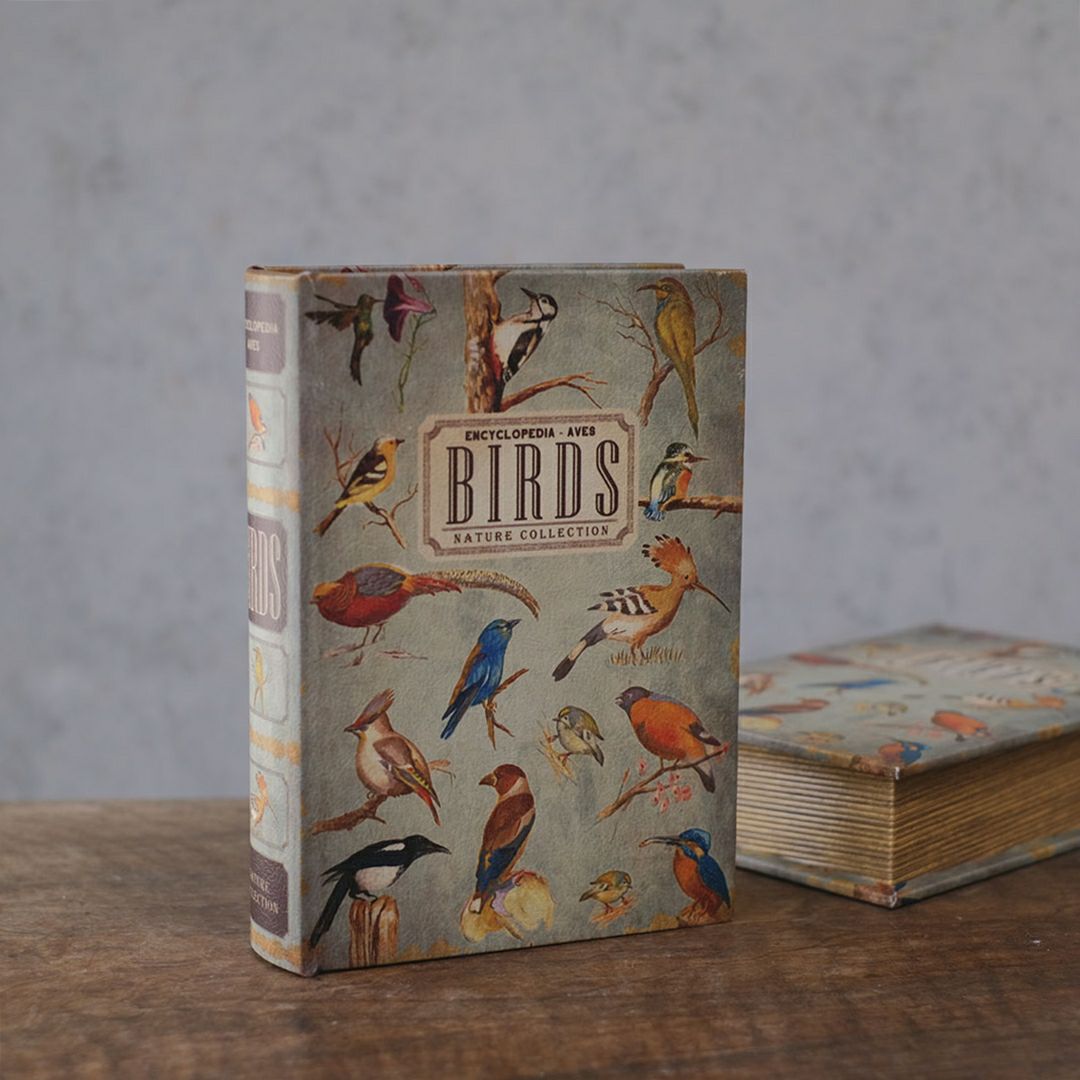 ブックボックス 鳥図鑑 アンティーク洋書風小物入れ