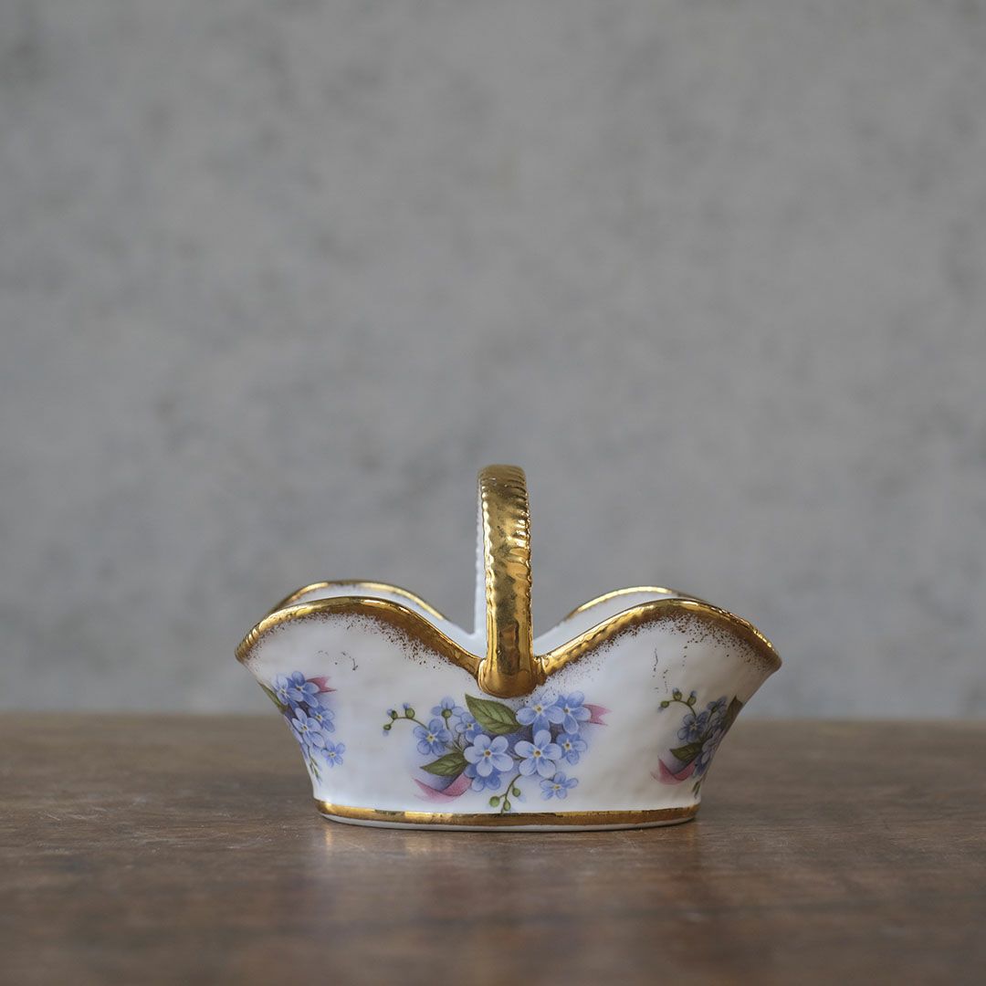 ヴィンテージ小物入れ 籠 イギリス 陶器ミニバスケット