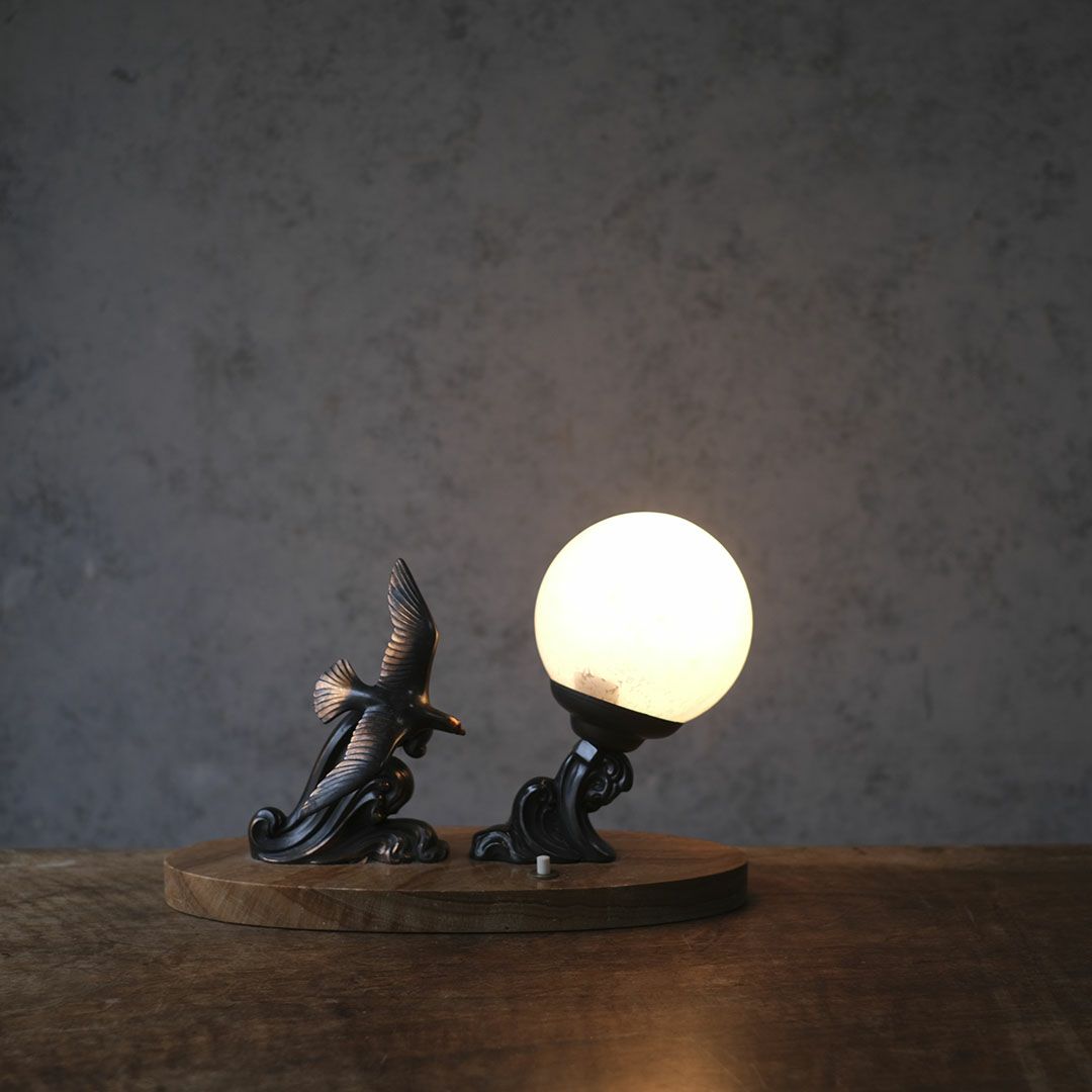 アンティーク 卓上ランプ ブロンズの鳥 フランス