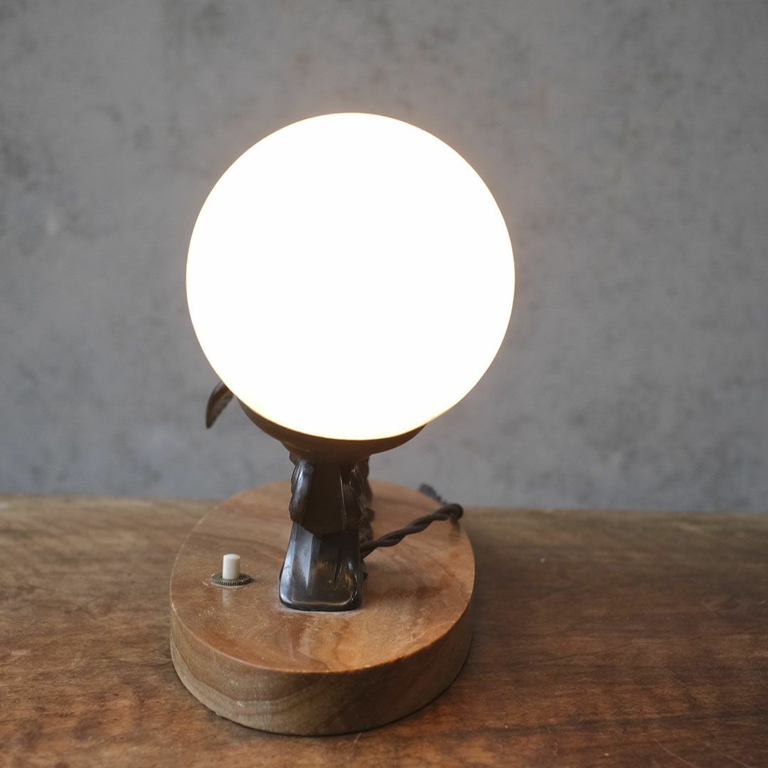 アンティーク 卓上ランプ ブロンズの鳥 フランス