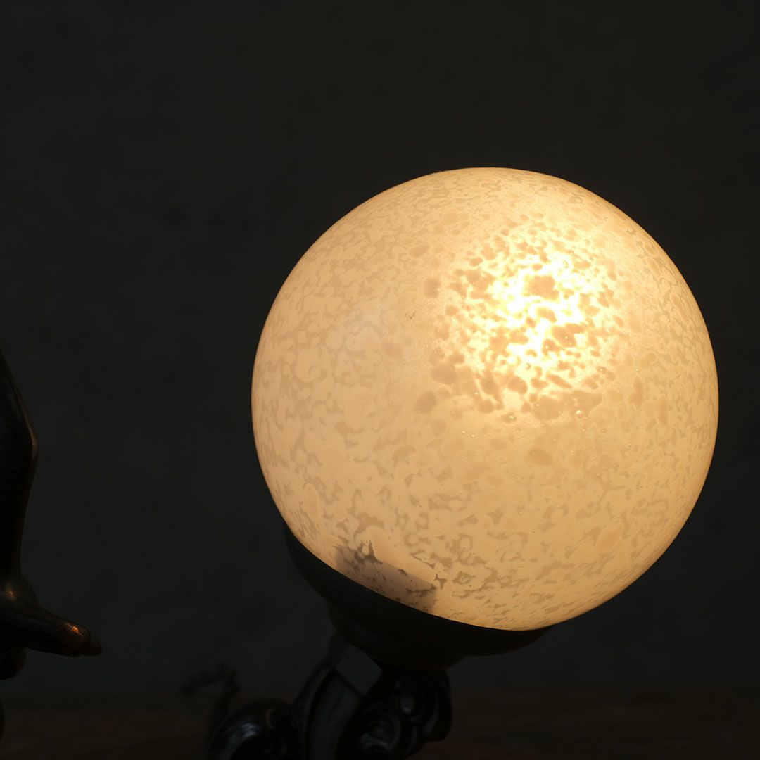 アンティーク 卓上ランプ ブロンズの鳥 フランス