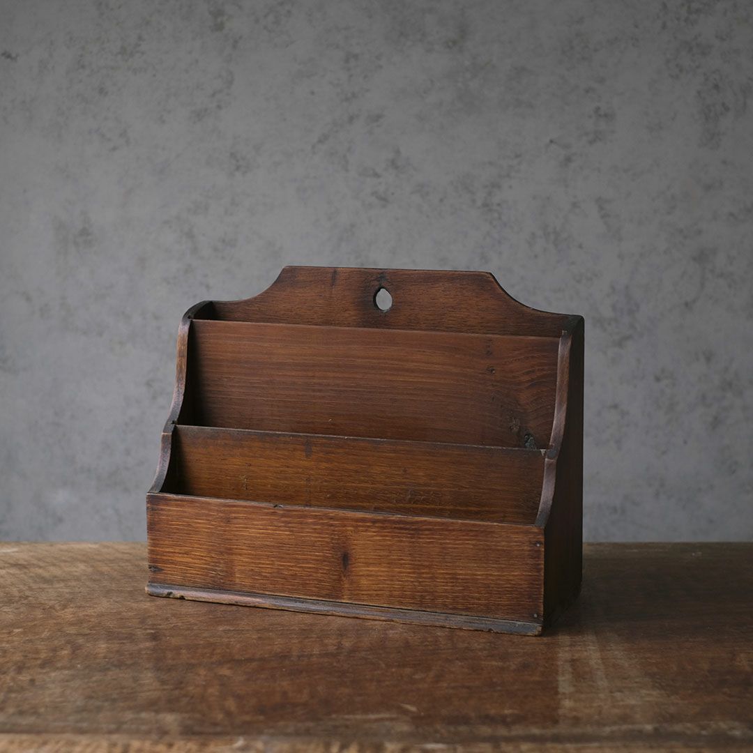アンティーク 木製レターラック　書類や文房具の卓上収納ボックス3