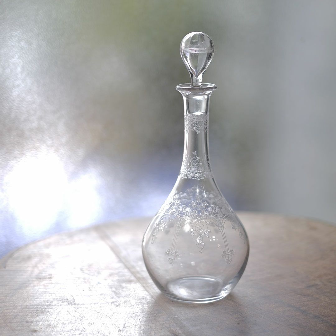 アンティークデキャンタ フランス アシッドエッチング