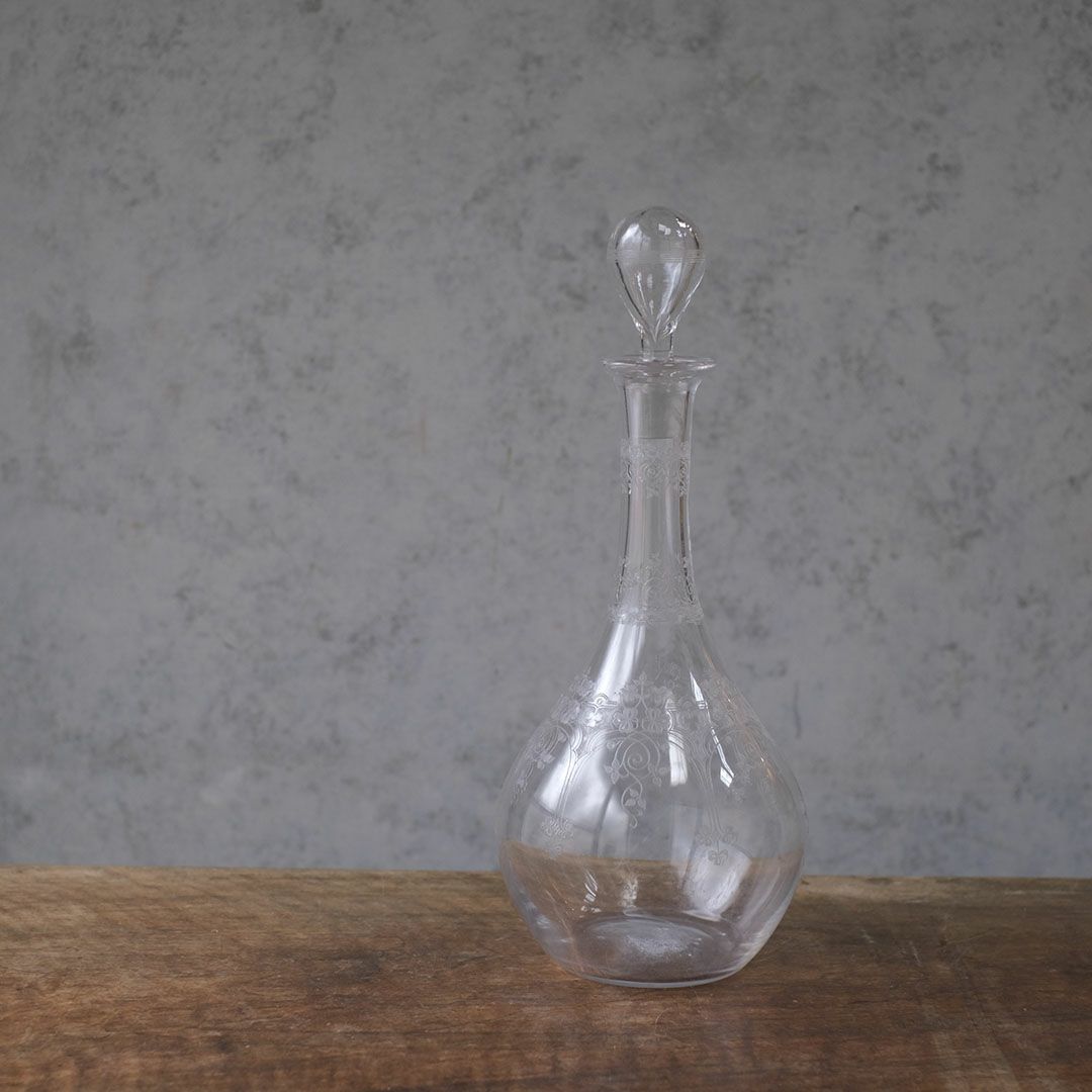 アンティークデキャンタ フランス アシッドエッチング1