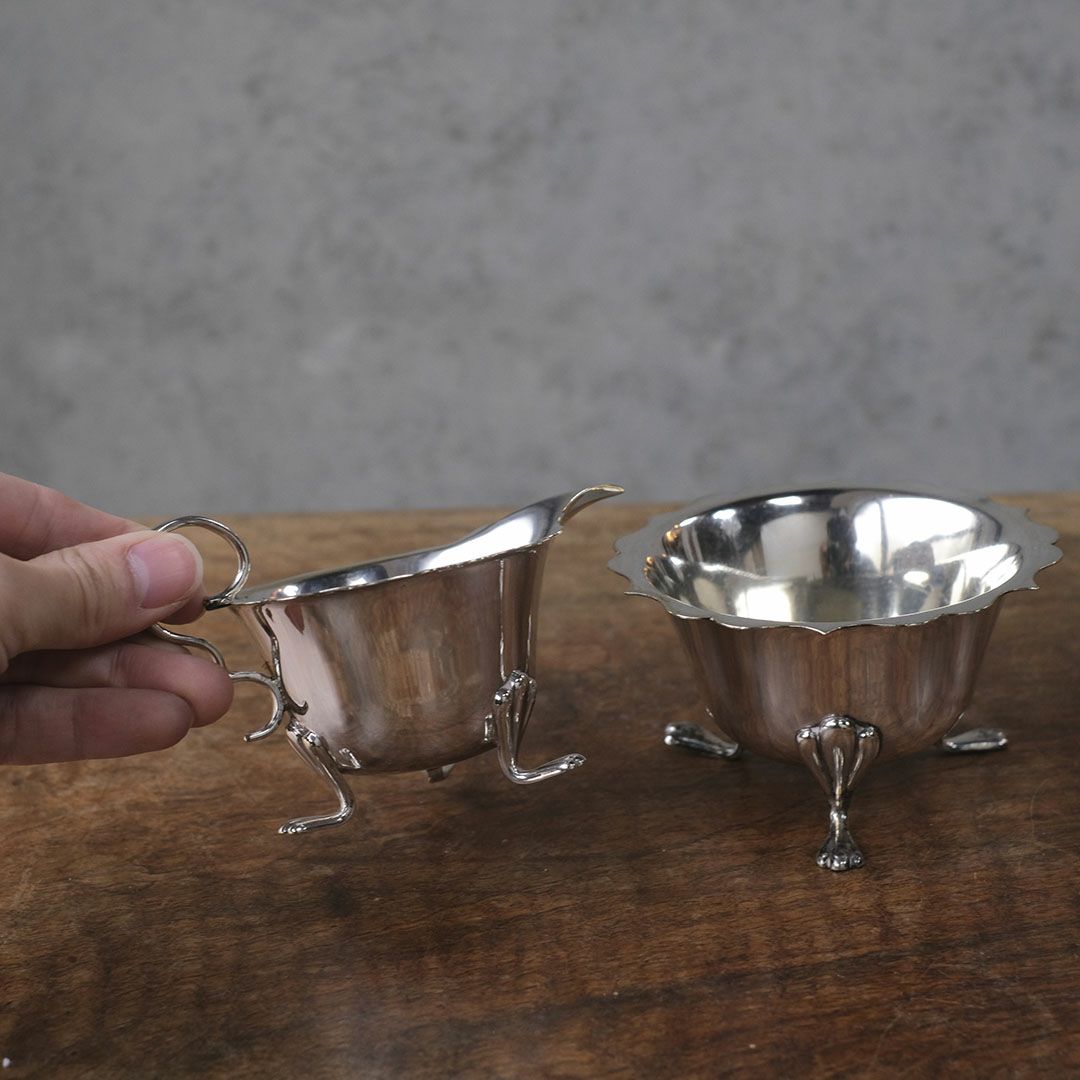 アンティークミルクポット ミルクジャグ シュガーポット イギリス シルバープレート5