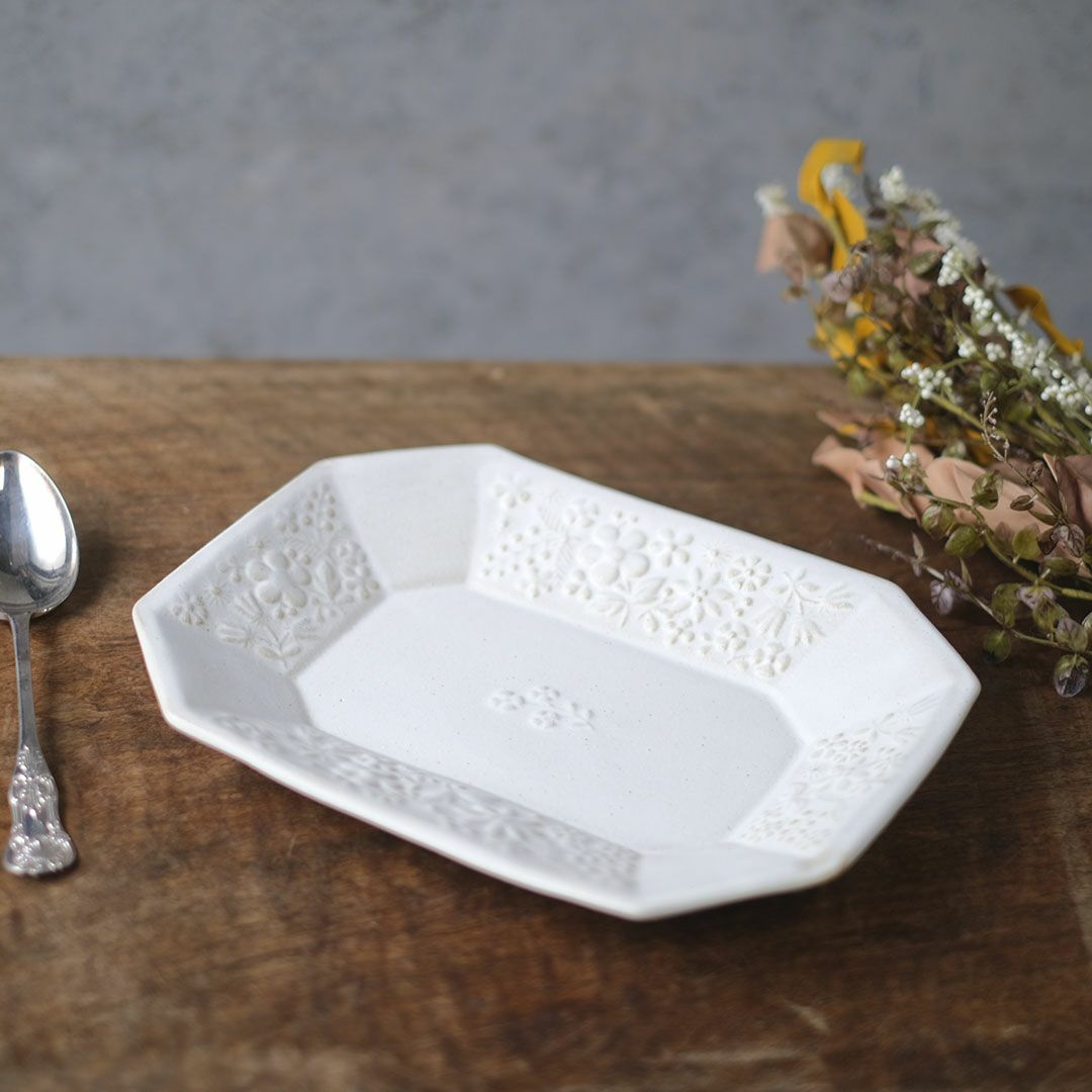 益子焼 kukka 八角皿（大） キナリ色 わかさま陶芸 若林健吾