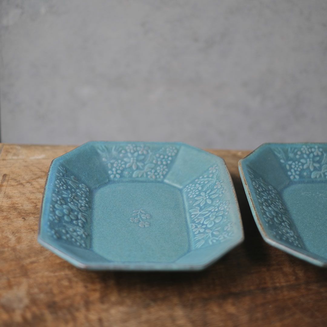 益子焼 kukka(クッカ) 八角皿 大 26cm ターコイズ色 わかさま陶芸 若林健吾4