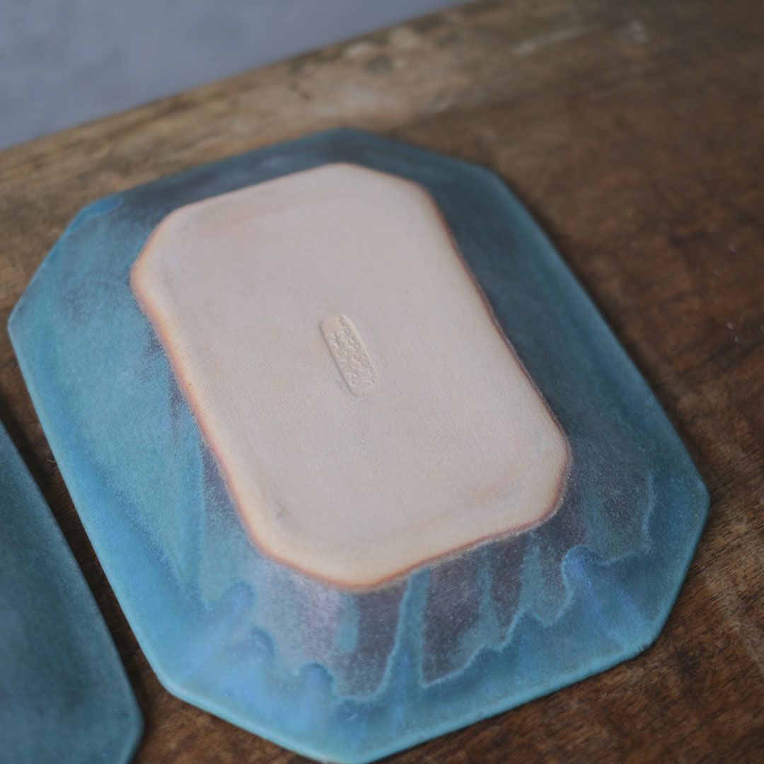 益子焼 kukka(クッカ) 八角皿 大 26cm ターコイズ色 わかさま陶芸 若林健吾6