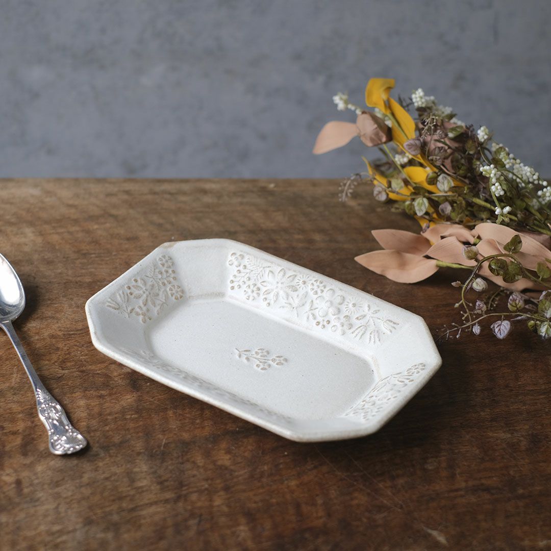 益子焼 kukka(クッカ) 八角皿 中 22cm キナリ色 わかさま陶芸 若林健吾2