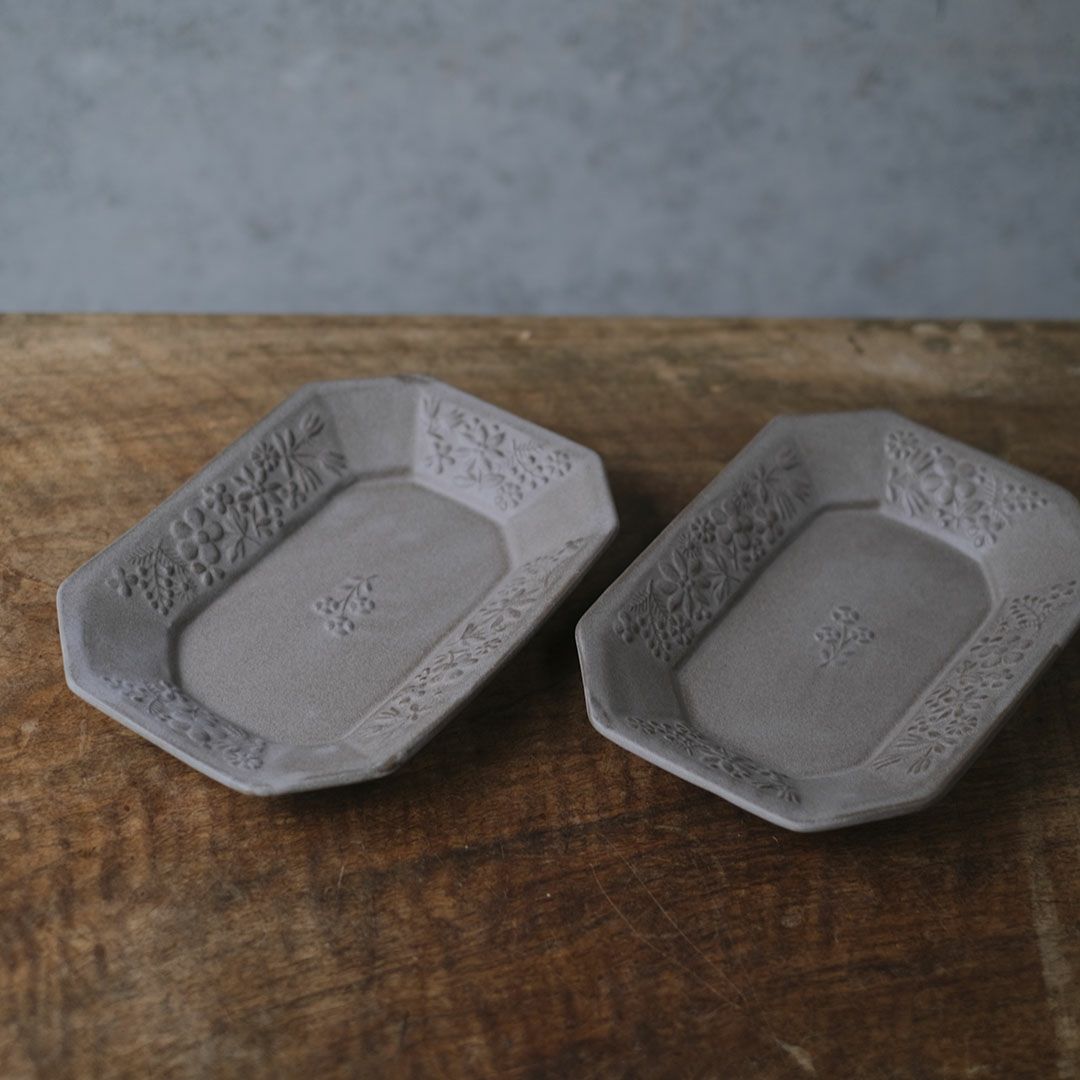 益子焼 kukka(クッカ) 八角皿 中 22cm ココアグレー色 わかさま陶芸 若林健吾5