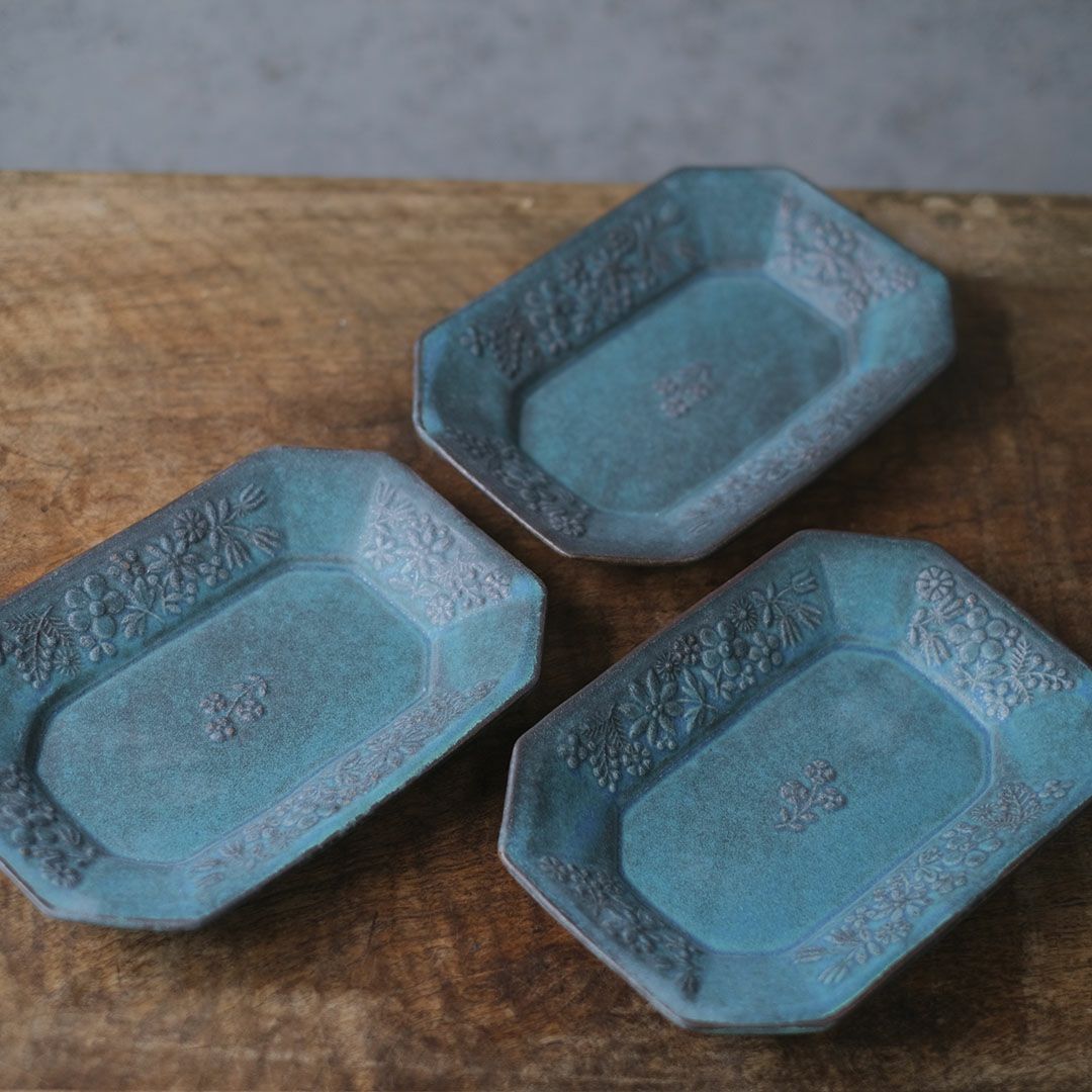 益子焼 kukka(クッカ) 八角皿 中 22cm ターコイズブルー色 わかさま陶芸 若林健吾5