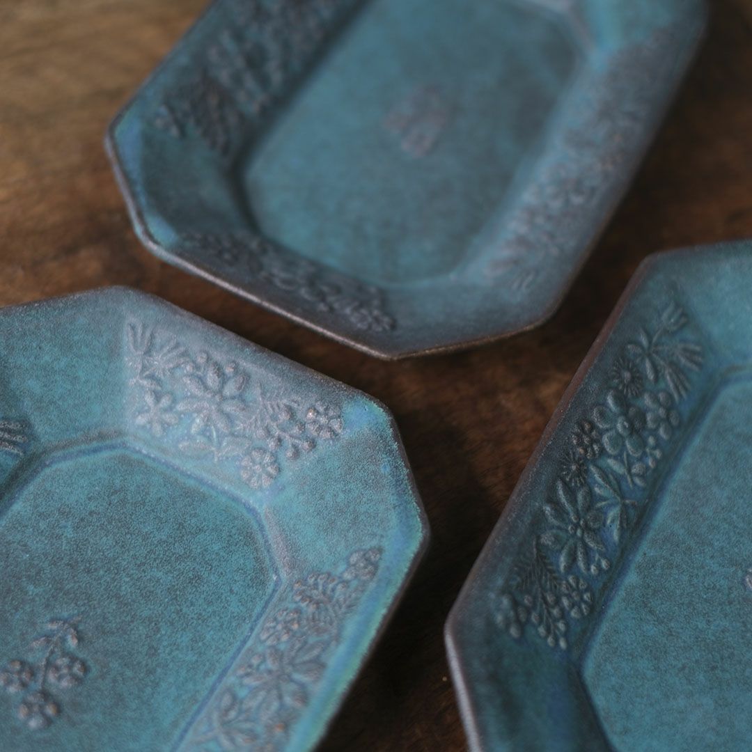 益子焼 kukka(クッカ) 八角皿 中 22cm ターコイズブルー色 わかさま陶芸 若林健吾6