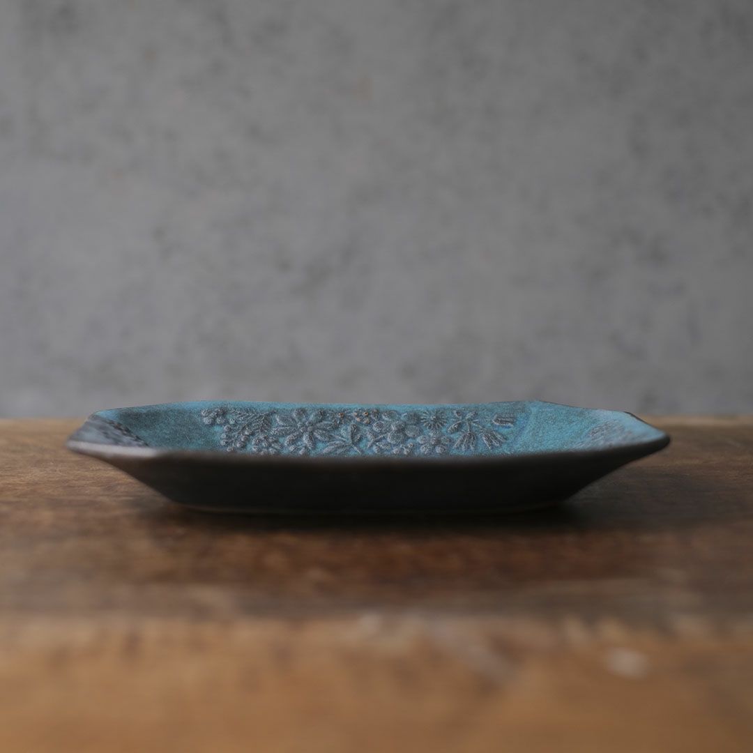 益子焼 kukka(クッカ) 八角皿 中 22cm ターコイズブルー色 わかさま陶芸 若林健吾8