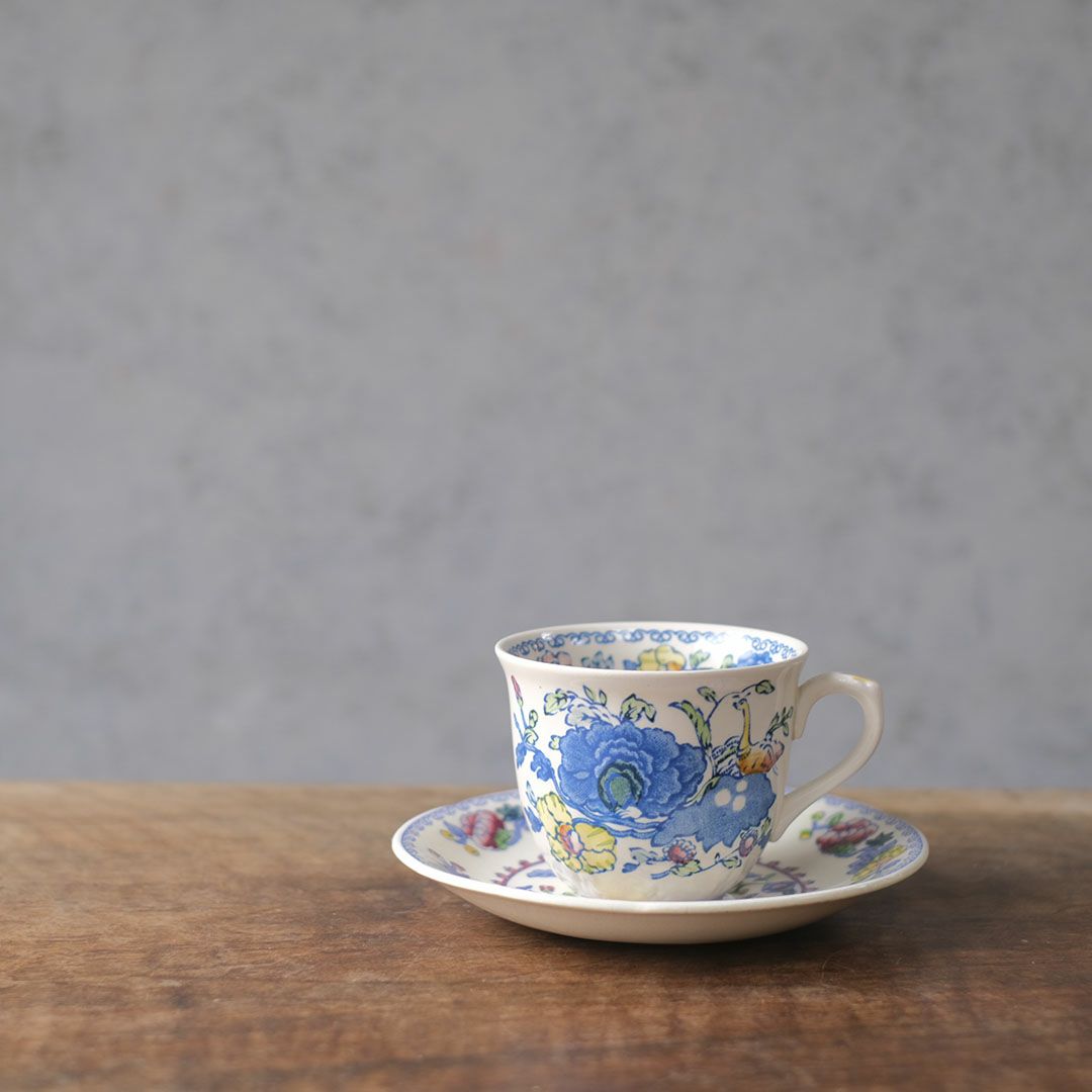 アンティーク MASON'S(メイゾンズ) Regency カップ&ソーサー  イギリス シノワズリデザイン ブルー