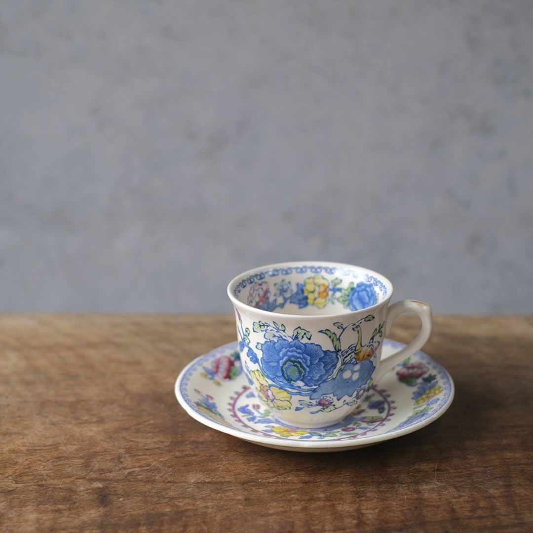 アンティーク MASON'S(メイゾンズ) Regency カップ&ソーサー  イギリス シノワズリデザイン ブルー