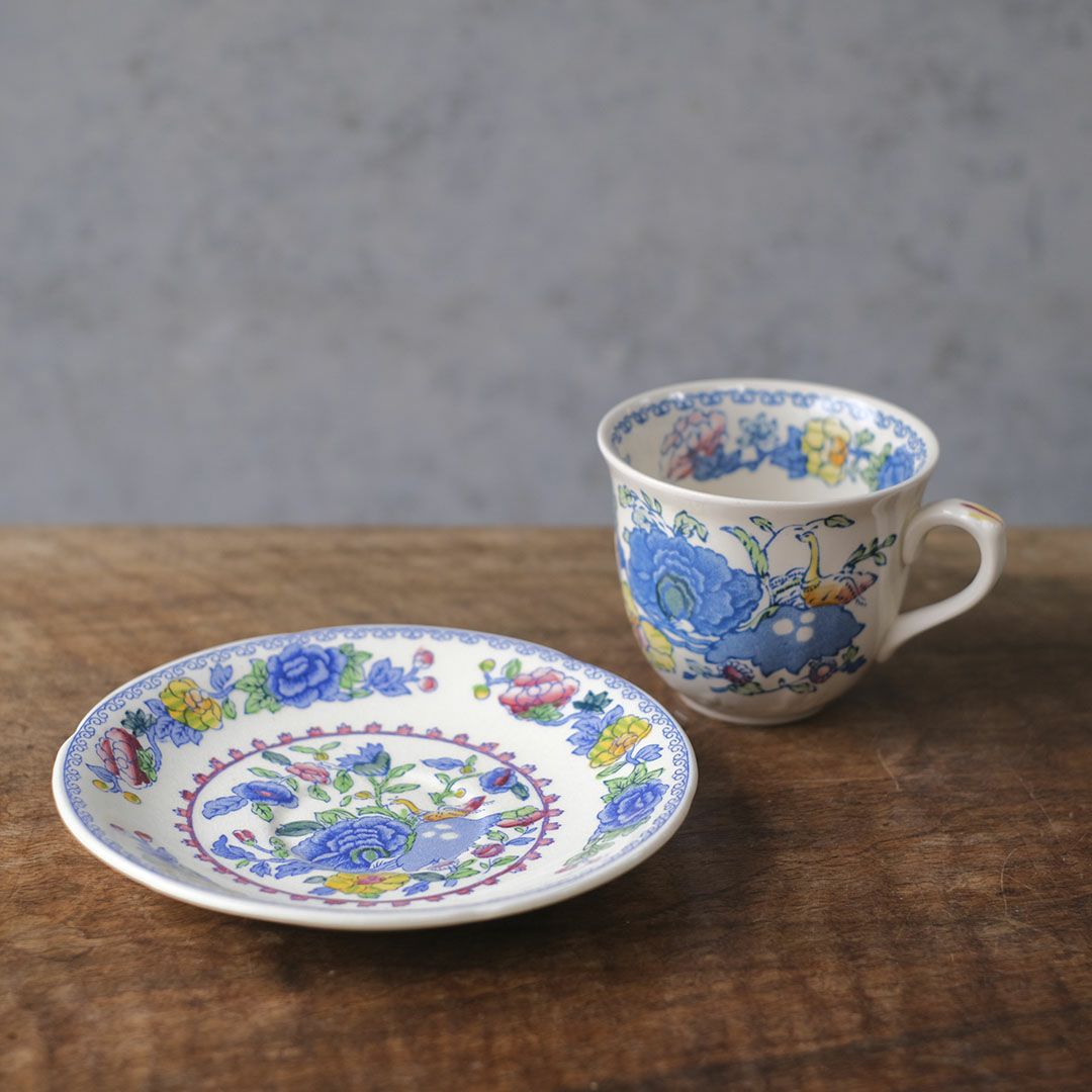 アンティーク MASON'S(メイゾンズ) Regency カップ&ソーサー  イギリス シノワズリデザイン ブルー