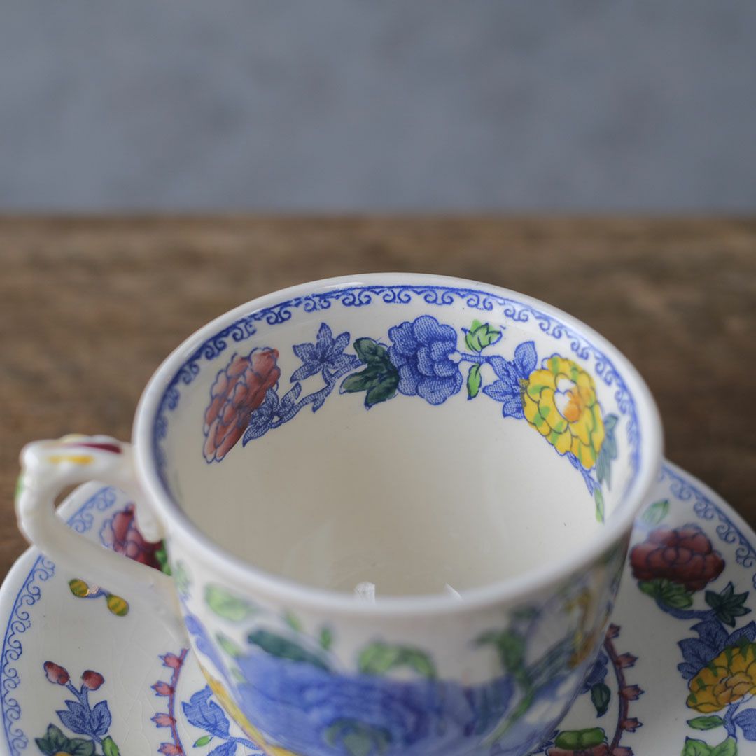 アンティーク MASON'S(メイゾンズ) Regency カップ&ソーサー  イギリス シノワズリデザイン ブルー