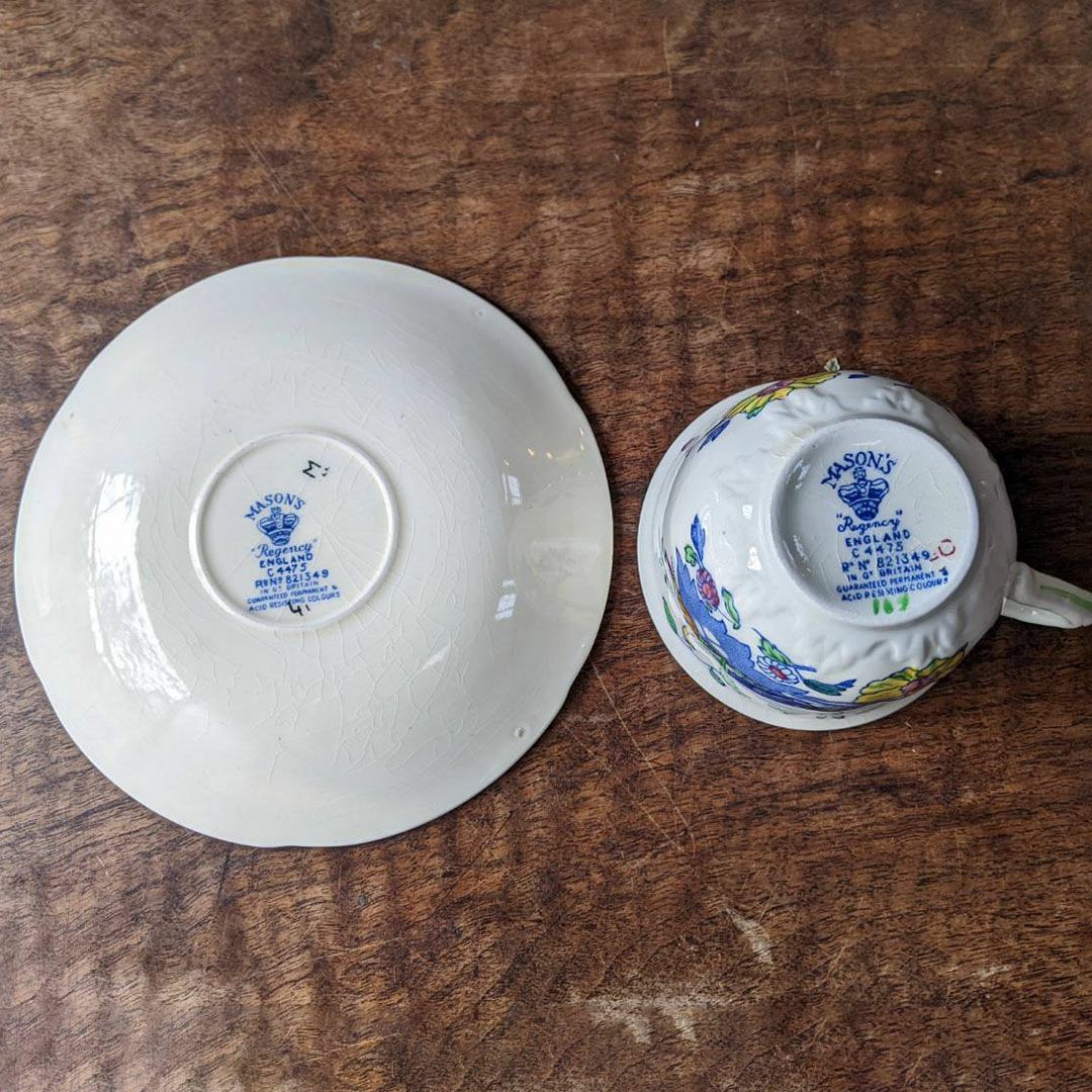 アンティーク MASON'S(メイゾンズ) Regency カップ&ソーサー  イギリス シノワズリデザイン ブルー