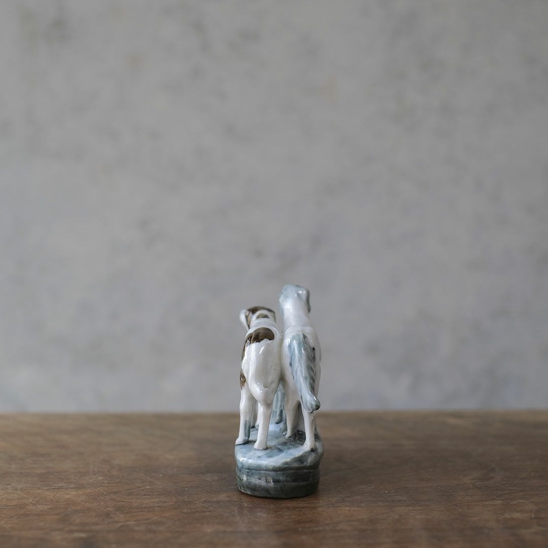アンティークフィギュリン 2匹の犬 イギリス 陶器の置物4