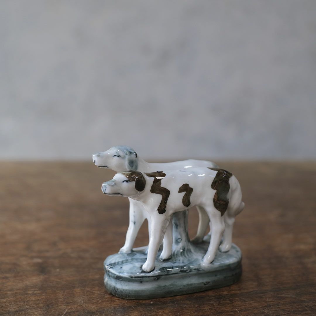 アンティークフィギュリン 2匹の犬 イギリス 陶器の置物5