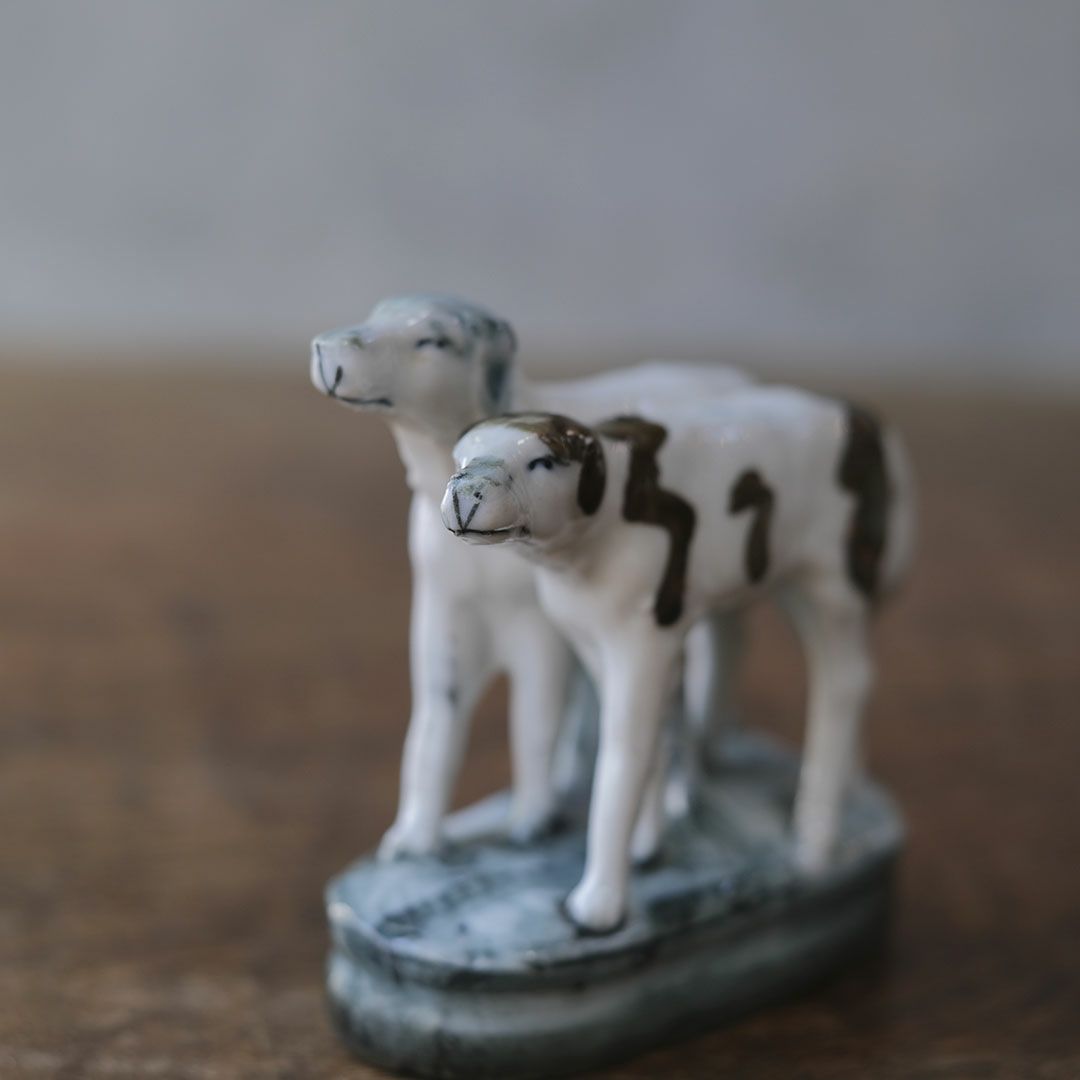 アンティークフィギュリン 2匹の犬 イギリス 陶器の置物6