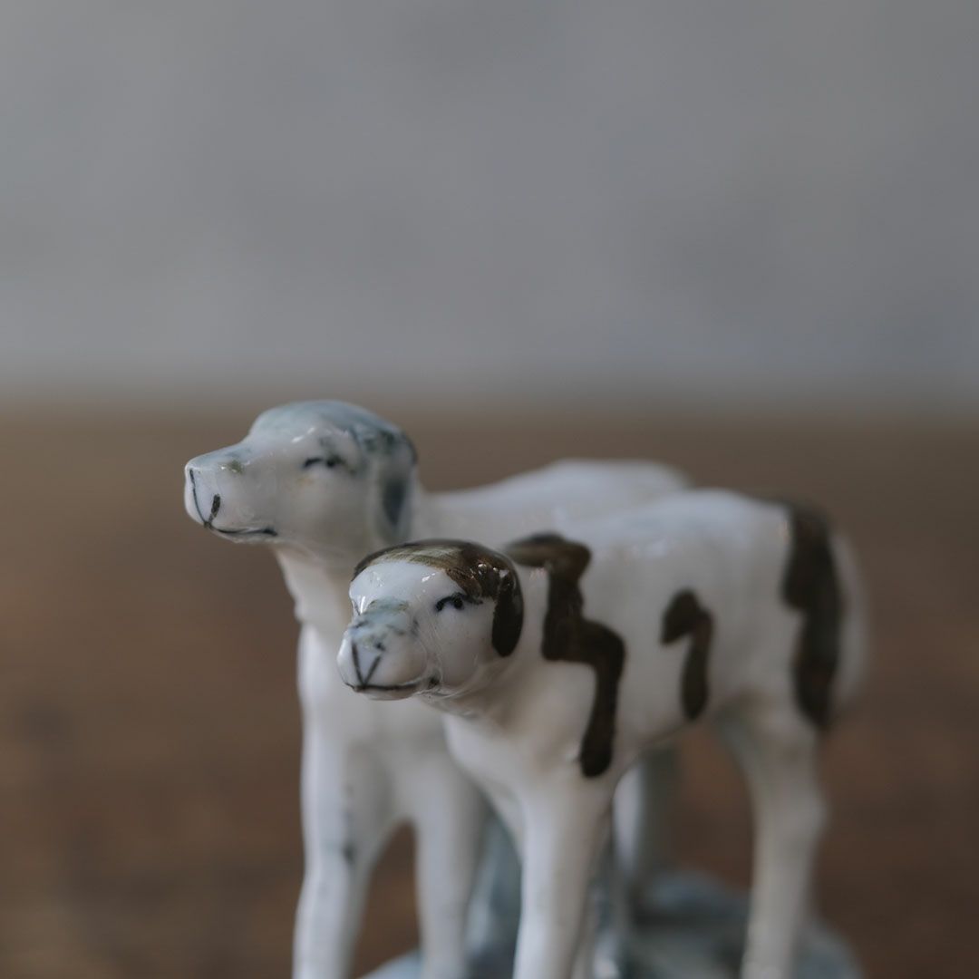 アンティークフィギュリン 2匹の犬 イギリス 陶器の置物7