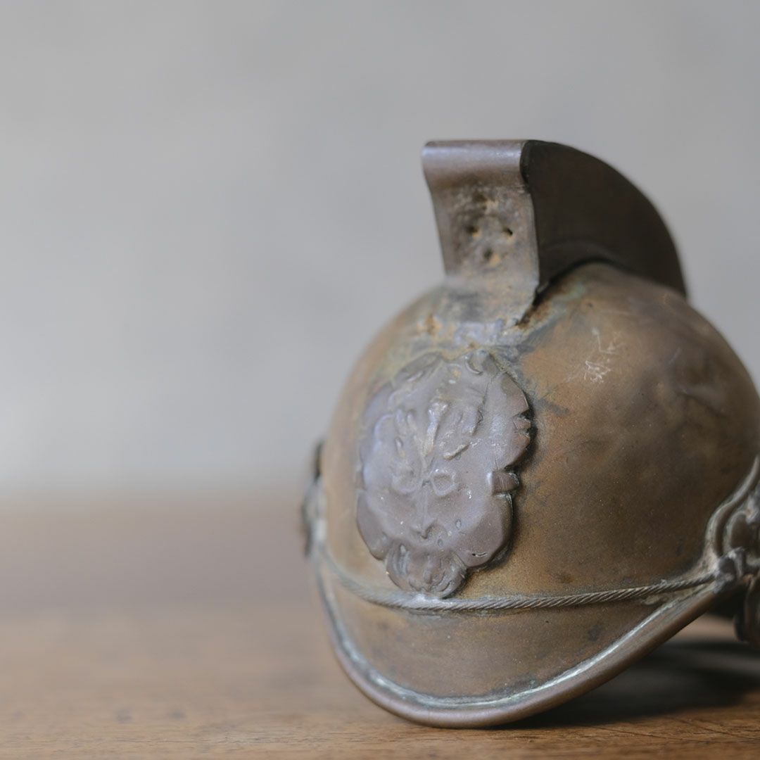 アンティークオブジェ ヘルメット イギリス 真鍮 置物