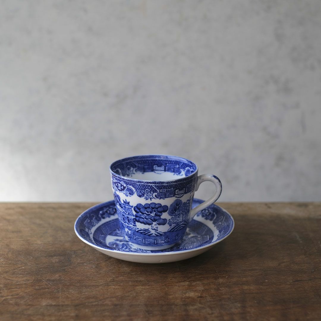 アンティーク ティーカップ&ソーサー Adderleys ブルーウィロー イギリス/アンティーク食器