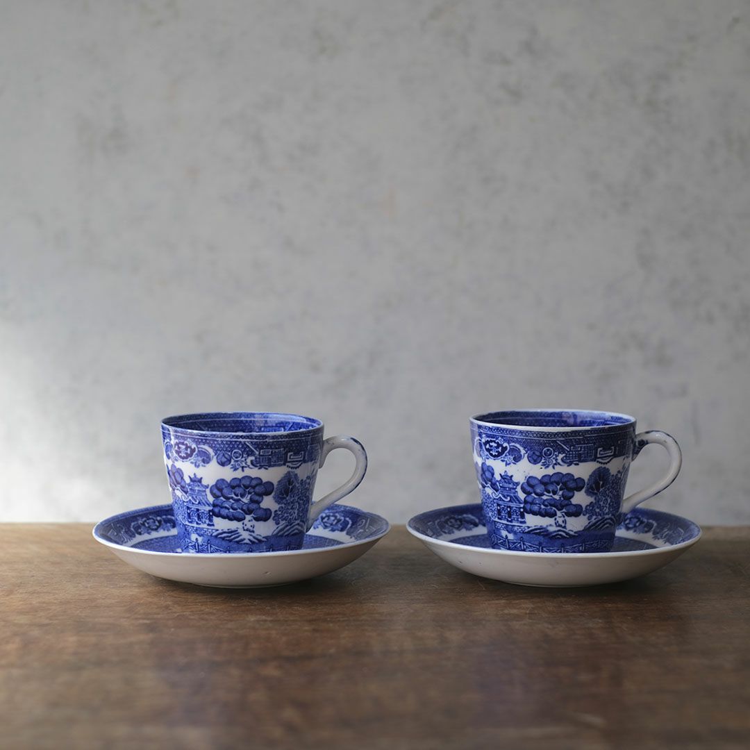 アンティーク ティーカップ&ソーサー Adderleys ブルーウィロー イギリス/アンティーク食器