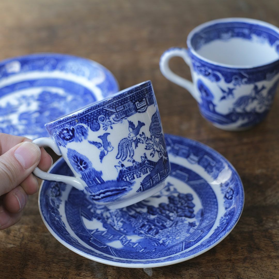 アンティーク ティーカップ&ソーサー Adderleys ブルーウィロー イギリス/アンティーク食器