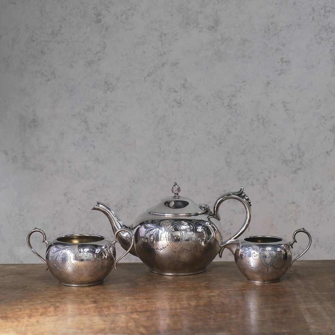 アンティークティーポットセット イギリス シルバープレート1