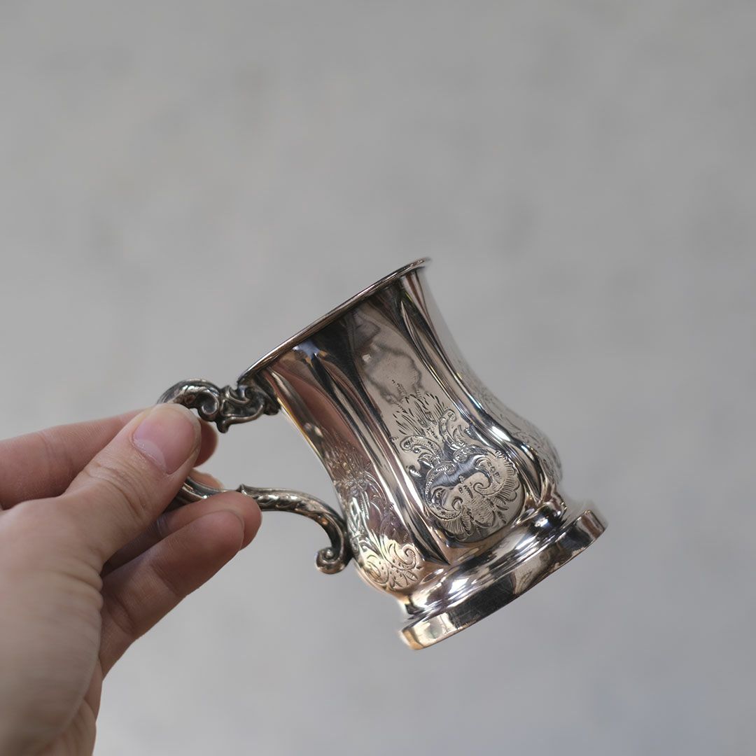 アンティークマグカップ イギリス シルバープレート3