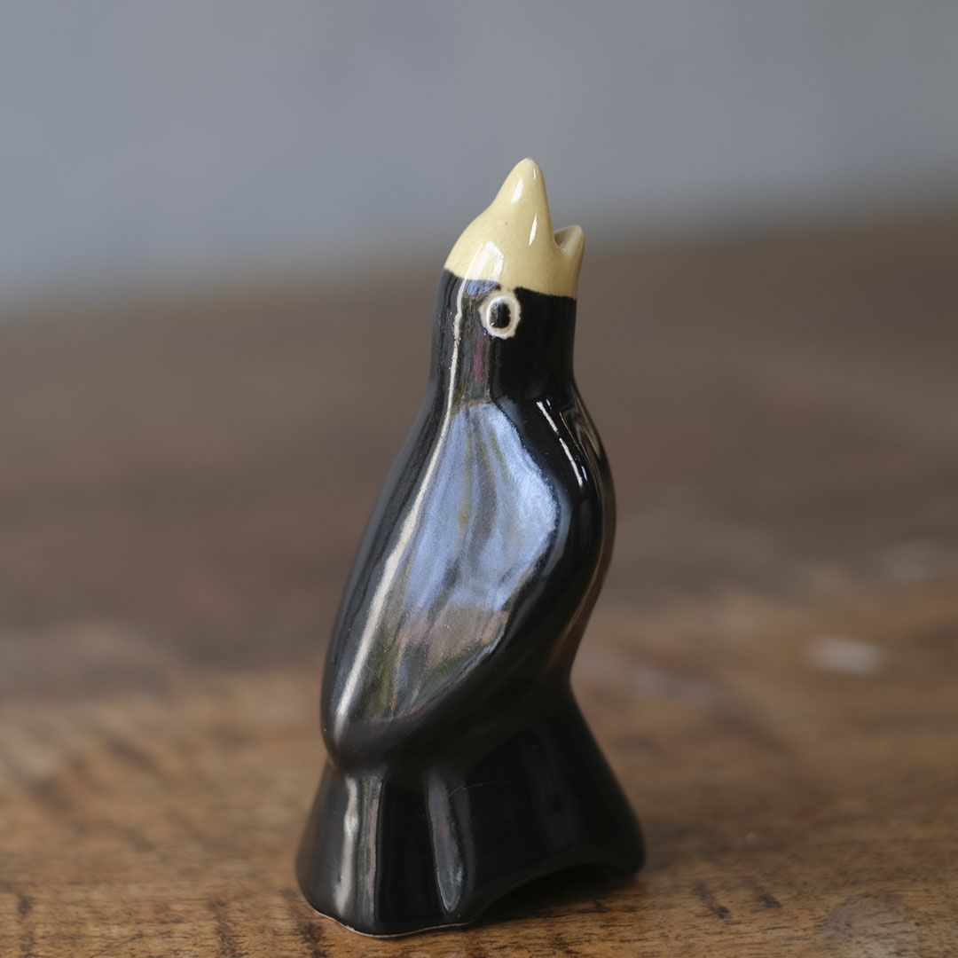 アンティーク ブラックバードパイファネル  陶器の鳥5