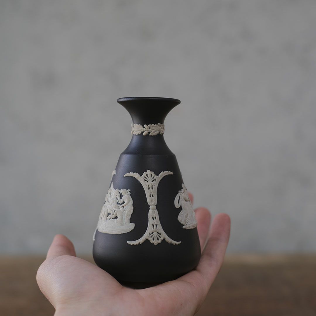 ヴィンテージWEDGWOOD ウェッジウッド ジャスパー 一輪挿し 貴重な黒2